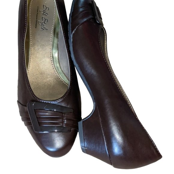 SOFT STYLE BY HUSH PUPPIES WOMENS PLEATS BE WITH YOU DRESS PUMP BROWN 8W - Picture 1 of 6